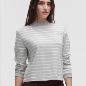 Lululemon Cotton French Terry Crewnexk Pullover - Yachtie Stripe/Vapor White